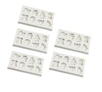 Lot de 5 moules à gâteau en silicone antiadhésifs et flexibles sur le thème de Noël pour desserts et collations, faciles à démouler