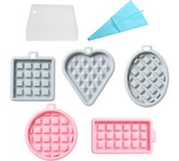 lot de 5 moules à gaufres en silicone, Moules à muffins, Plaque de cuisson pour gaufrier, Moules pour gaufres, Chocolat, Bricolage, Bonbons, Savon, Pâtisserie