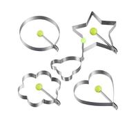 Lot de 5 moules de cuisson en acier inoxydable pour œufs et crêpes en forme de cœur et d'étoile