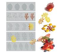 Lot de 5 moules de cuisson en silicone en forme de feuille - Moules à gâteau creux 3D en forme de branche de corail - Moules à gâteau en silicone pour la cuisson, la résine, l'argile, le sucre, la