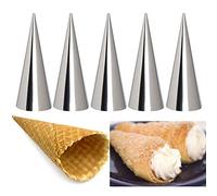 Lot de 5 moules en forme de corne de crème en acier inoxydable pour pâte feuilletée, crème, corne, pâtisserie, croissant (A)
