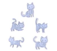 Lot de 5 moules en silicone brillant à cinq symboles pour porte-clés en forme de chaton - Ornements en résine époxy - Pendentif pour résine époxy