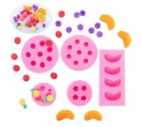 Lot de 5 moules en silicone pour chocolats, bougies, etc. - Fruit, boule de glace 3D et moules à gelée - Idéal pour les gâteaux DIY, les décorations de cupcake et le savon