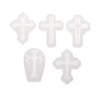 Lot de 5 moules en silicone pour pendentifs en forme de croix - Moules en silicone pour pendentifs, bijoux pour sous-verres en résine, porte-clés, cendrier, plateau pour gâteaux rectangulaires