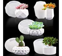 Lot de 5 moules en silicone pour pot de fleurs, résine époxy, moules en silicone pour béton, vase en silicone, bac à fleurs, plantes succulentes, pots de fleurs, pots de fleurs, pots de fleurs, pots