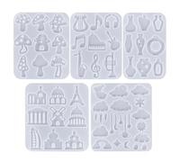Lot de 5 moules géométriques en résine de silicone en forme de champignon et de nuage pour boucles d'oreilles, ornements, loisirs créatifs