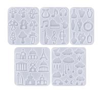 Lot de 5 moules géométriques en silicone pour boucles d'oreilles, colliers, pendentifs, cristaux, résine époxy, vase, nuage, fabrication de bijoux