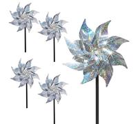 Lot de 5 moulins à Vent répulsifs pour Oiseaux 50 x 19 cm effaroucheur réfléchissant Anti-Pigeons, Balcon, Jardin, Cour et Toit