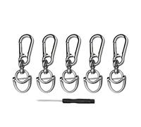 Lot de 5 mousquetons amovibles en alliage de zinc en forme de fer à cheval avec anse en U pour sac à main, clés, accessoires, porte-clés pour homme et femme