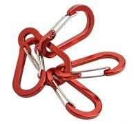 Lot de 5 mousquetons en alliage d'aluminium pour une utilisation en extérieur en camping, randonnée, kayak (rouge)