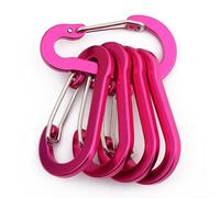 Lot de 5 mousquetons en alliage d'aluminium pour usage extérieur, y compris pour sécuriser des bouteilles d'eau, des clés, des outils et des petits équipements (rose rouge)