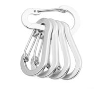 Lot de 5 mousquetons en aluminium pour usage extérieur, y compris bouteille d'eau, porte-clés et petits objets (argenté)