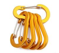 Lot de 5 mousquetons légers en alliage d'aluminium pour camping, randonnée, kayak, pêche, 50 x 26 mm, noir (doré)