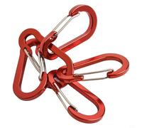 Lot de 5 mousquetons légers en alliage d'aluminium pour camping, randonnée, kayak, pêche, 50 x 26 mm, noir (rouge)
