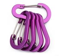 Lot de 5 mousquetons légers en aluminium pour une utilisation en extérieur, y compris les clés, les bouteilles, les jouets et les petits accessoires (violet)