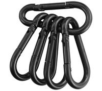 Lot de 5 mousquetons M6 robustes avec capacité de charge de 50 kg, 5,5 mm de diamètre, crochet de camping en fer massif avec revêtement EP, mousquetons noirs multi-usages, parfaits pour porte-clés,