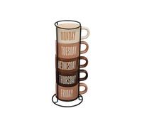 Lot de 5 Mugs sur Rack "Break Time" 19cl Multicolore