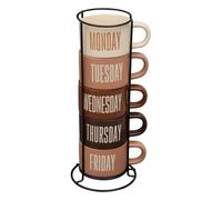 Lot de 5 Mugs sur Rack "Break Time" 19cl Multicolore
