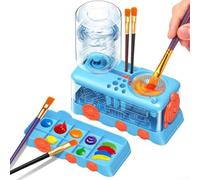 Lot de 5 nettoyeurs de pinceaux de peinture avec plateau et drain pour aquarelle, rafraîchissement automatique de l'eau pour garder les poils propres, nettoyeur de pinceaux pour artistes (bleu)