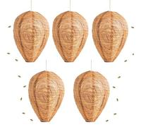 Lot de 5 nid de guêpes artificiels résistants aux intempéries, 100 % imperméables en polyester - Piège à guêpes pour l'extérieur - Dissuasif des guêpes et des frelons - Kaki
