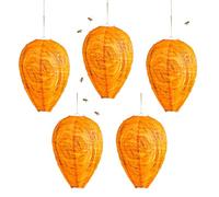 Lot de 5 nid de guêpes artificiels résistants aux intempéries, 100 % imperméables en polyester - Piège à guêpes artificiels pour l'extérieur - Dissuasion des guêpes et des frelons (jaune)