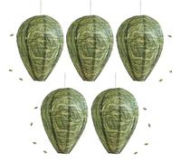 Lot de 5 nids de guêpes artificiels résistants aux intempéries, 100 % imperméables en polyester - Piège à guêpes pour l'extérieur - Dissuasif des guêpes et des frelons (vert)