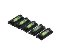 Lot de 5 niveaux à bulle magnétiques pour niveau - Petit outil de nivellement portable tubulaire avec base, noir + vert, 4,7 x 1,8 cm pour cadres photo et