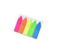 Lot de 5 notes adhésives puissantes de qualité supérieure pour Super Power - 45 x 12 mm - Joli cadeau - Type flèche populaire - Notes adhésives transparentes fluorescentes - 5 couleurs utiles et