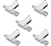 Lot de 5 Nouvelles clés USB C de 8 Go Clé USB 3.0 3.0 3.0 Memory Stick PenDrive OTG 3 en 1 Compatible avec Les PC/Les Nouveaux périphériques Mac/et Android (Type-C)