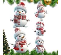 Lot de 5 ornements mignons de bonhomme de neige de Noël de dessin animé - Pendentifs en acrylique 2D pour arbre de Noël, décoration d'hiver, maison, voiture, sac de téléphone, fête de vacances