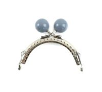 Lot de 5 ou 10 anses de Sac en métal argenté de 85 mm, Supports de Couture avec Fermoir Baiser et Perles de 20 mm, Accessoires de Couture Faits Main.,Gris,5 pièces