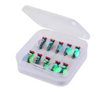 Lot de 5 ou 10 hameçons à Mouche avec boîte de matériel de pêche, leurre à Paillettes for pêche à la Mouche Leurre Wobbler(10 pcs Set A)