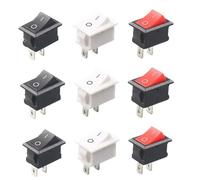 Lot de 5 ou 10 mini interrupteurs à bouton-poussoir KCD101 à 2 broches 21 x 15 mm SPST 6 A 250 V AC, interrupteur à bascule marche/arrêt for bateau 10 A 250 V(Red,5pcs)