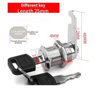 Lot de 5 ou 20 serrures sécurité à cylindre métallique for armoire, casier, serrure came avec clés, for boîte aux lettres, tiroir, 16 mm/20 mm/25 mm/30 mm(Style 03,20Sets)