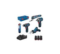 Lot de 5 outils 12V - BOSCH PRO - avec 3 batteries GBA 12V 2.0Ah - chargeur GAL