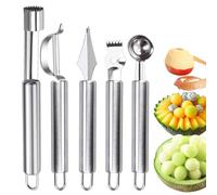 Lot de 5 outils à fruits avec dénoyauteur de pomme en acier inoxydable - Coupe-zesteur - Grattoir à citron - Couteau à sculpter les fruits et légumes - Emporte-pièce pour fruits et légumes