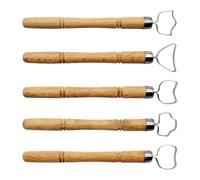 Lot de 5 outils de façonnage en céramique en acier inoxydable avec poignée en bois, outil de sculpture d'argile, outil de poterie