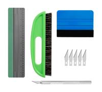 Lot de 5 outils de papier peint comprenant une brosse à tapisser, une raclette pour papier peint, un outil de coupe, un outil de lissage pour papier peint, film de fenêtre, vinyle et contact adhésif