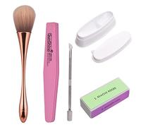 Lot de 5 outils de poudre de trempage avec plateau de trempage et brosse à ongles à 4 côtés, bloc polissoir, limes, repousse-cuticules pour décoration à faire soi-même