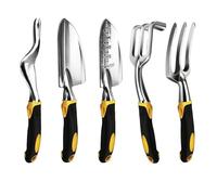 Lot de 5 Outils Jardinage : truelle, râteau, cultivateur, désherbeur, Transplantation pelouse, bonsaï