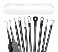 Lot de 5 outils professionnels pour enlever les points noirs, l'acné, les imperfections du visage, traitement sans risque (noir)