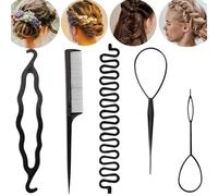 Lot de 5 Outils Tressage pour Styles Variés - Parfait pour Débutantes et Enfants - Accessoires de Coiffure pour Femmes et Filles