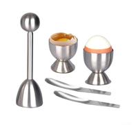 Lot de 5 ouvre-coquilles d'œufs en acier inoxydable pour enlever sans effort le dessus en métal 304 pour petit-déjeuner en famille (blanc)