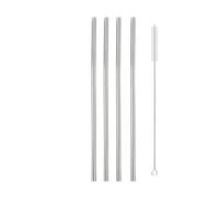 Lot de 5 pailles colorées en métal rose réutilisables, acier inoxydable 304, avec goupillon nettoyage(Silver-1)