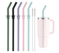 Lot de 5 Pailles de Rechange pour Gobelet de Hydro Flask Voyage 40oz, Réutilisables Sans BPA Pailles en Silicone et Brosse Nettoyage pour Accessoire de Hydro Flask Bouteille Eau (5 Couleurs)