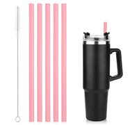 Lot de 5 pailles de rechange pour gobelet de voyage Stanley Adventure de 1,2 l avec brosse de nettoyage - Pailles de rechange réutilisables en silicone pour carafe d'eau Stanley de 1,2 l (rose)