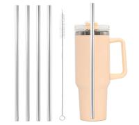 Lot de 5 pailles en métal - En acier inoxydable - 30 cm de long - 4 pailles droites avec brosse de nettoyage - Respectueux de l'environnement - Réutilisables - Pour boissons chaudes/froides