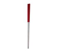 Lot de 5 paires de baguettes antidérapantes en acier inoxydable 304 Rouge et argenté