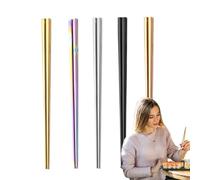 Lot de 5 paires de baguettes en acier inoxydable - Pour lave-vaisselle - En métal - Ne glissent pas - Baguettes chinoises japonaises carrées et légères pour