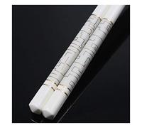 Lot de 5 paires de baguettes en porcelaine, réutilisables au lave-vaisselle, baguettes en os de haute qualité - Emballage cadeau haut de gamme (mots dorés) D